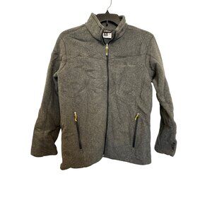 Eddie Bauer Full Zip Fleece Jacket Mens M Gray Lightweight Outdoor Warm Layer